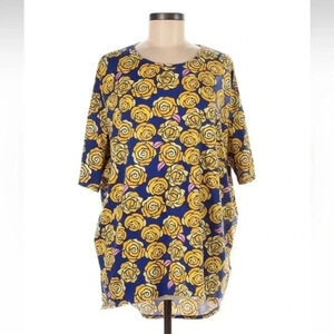 LuLaRoe Oversized Irma High Low Tunic Disney Beauty & The Beast Roses Size M